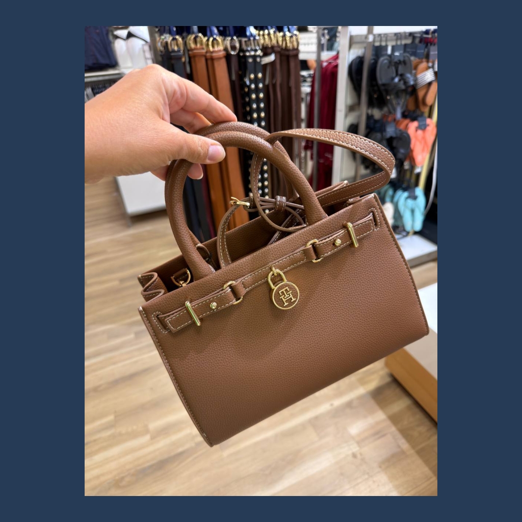 Tommy Hilfiger Handbag with TH Logo Padlock - Brown