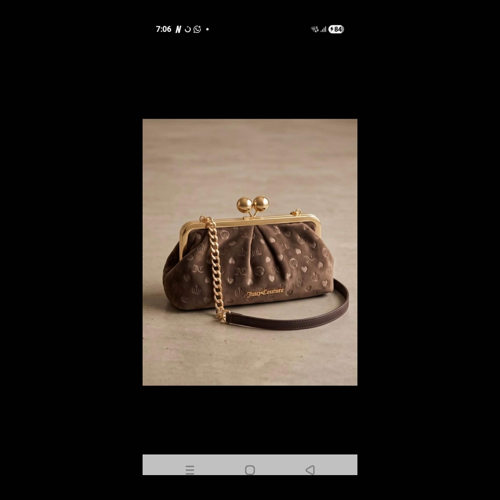 Juicy Couture Velvet Frame Clutch Bag - Dark Brown