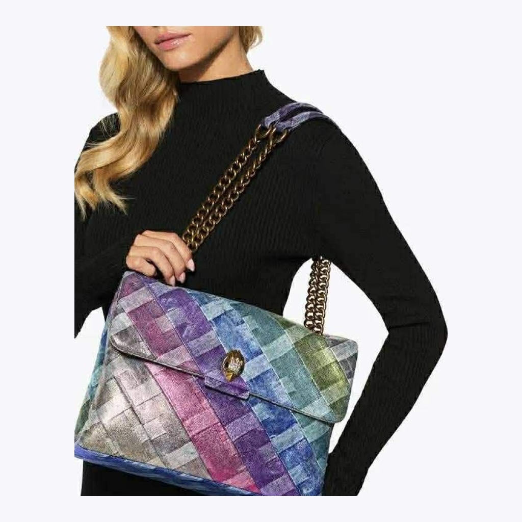 Kurt Geiger London Kensington Rainbow Metallic Woven Shoulder Bag - Rainbow Metallic