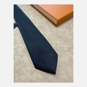 Louis Vuitton Damier Pattern Silk Tie - Navy Blue