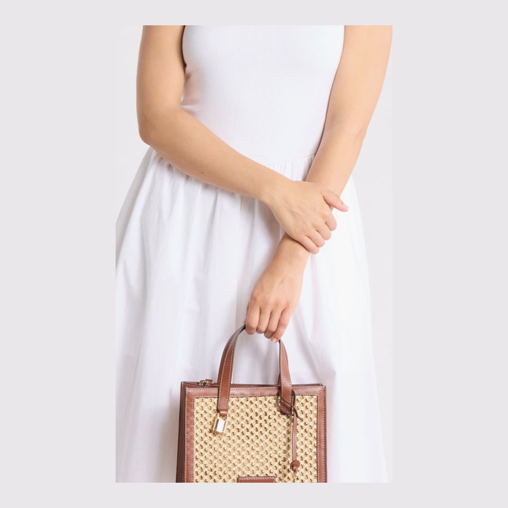 Marc Jacobs Woven Mini Tote Bag - Tan and Brown