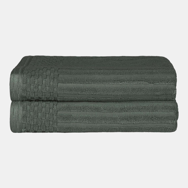 Soho Checkered Border Cotton 4 Piece Cotton Hand Towel Set, 28" x 16" - Pine