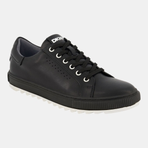 DKNY Men's Smooth Leather Sawtooth Sole Sneakers - Black
