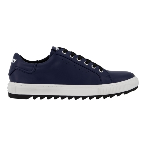DKNY Men's Smooth Leather Sawtooth Sole Sneakers - Navy - Image 3