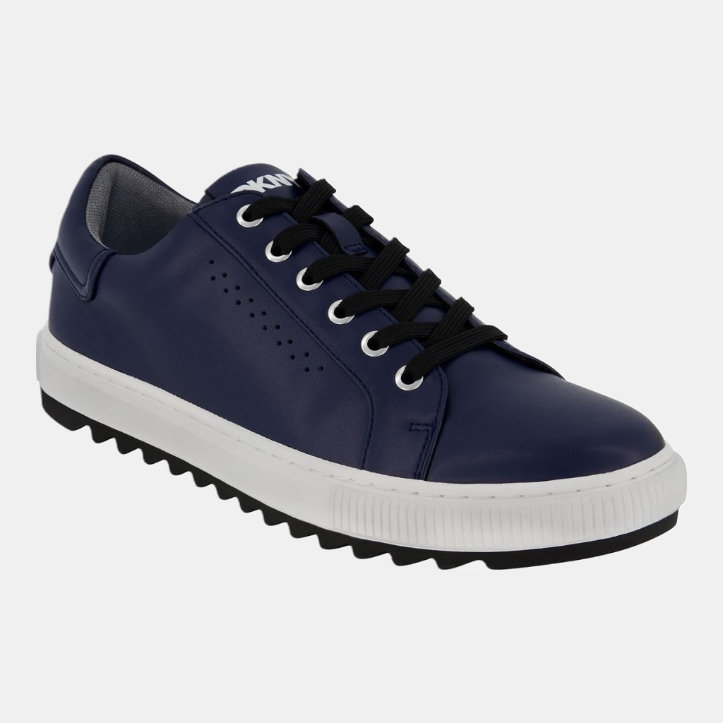 DKNY Men's Smooth Leather Sawtooth Sole Sneakers - Navy