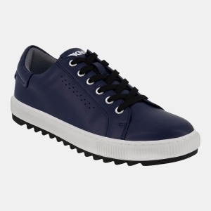 DKNY Men's Smooth Leather Sawtooth Sole Sneakers - Navy