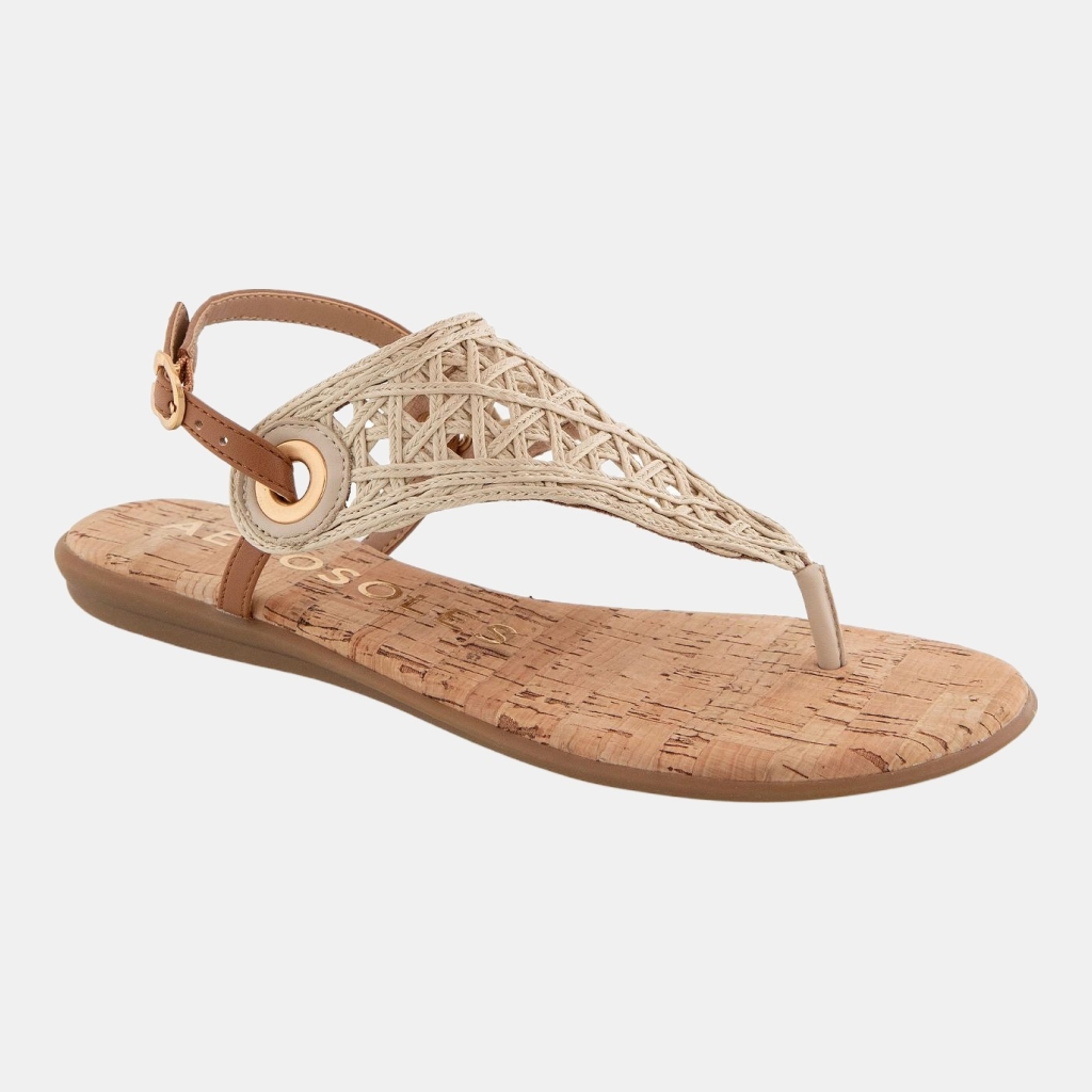 Women's Conclusion Round Toe Sandals - Natural Crochet Raffia
