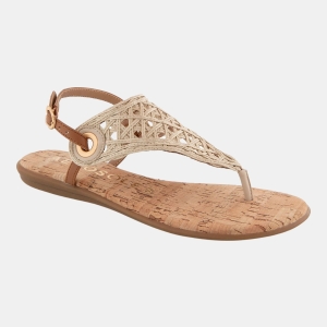 Women's Conclusion Round Toe Sandals - Natural Crochet Raffia