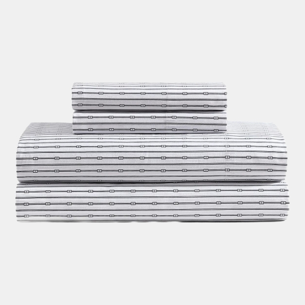 Tommy Hilfiger Printed 200-Thread Count Cotton Percale 3-Pc. Sheet Set, Twin - Monogram Navy