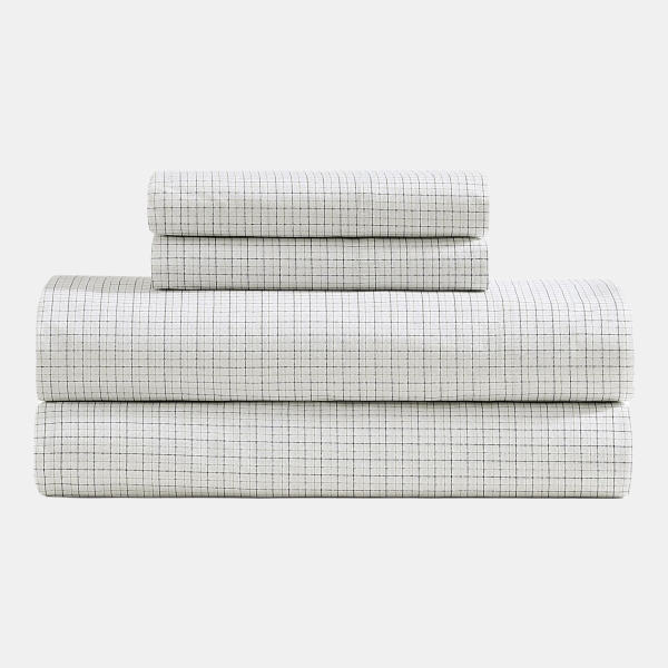 Tommy Hilfiger Printed 200-Thread Count Cotton Percale 3-Pc. Sheet Set, Twin - New England Plaid Beige