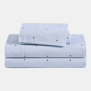 Tommy Hilfiger Printed 200-Thread Count Cotton Percale 3-Pc. Sheet Set, Twin - Ithaca Stripe