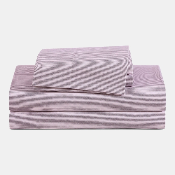 Tommy Hilfiger Printed 200-Thread Count Cotton Percale 3-Pc. Sheet Set, Twin - Ithaca Stripe Dark Red