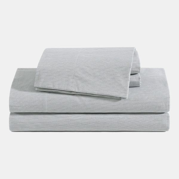 Tommy Hilfiger Printed 200-Thread Count Cotton Percale 3-Pc. Sheet Set, Twin - Ithaca Stripe Dark Green