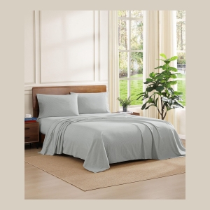 Tommy Hilfiger Printed 200-Thread Count Cotton Percale 3-Pc. Sheet Set, Twin - Ithaca Stripe Dark Green - Image 3