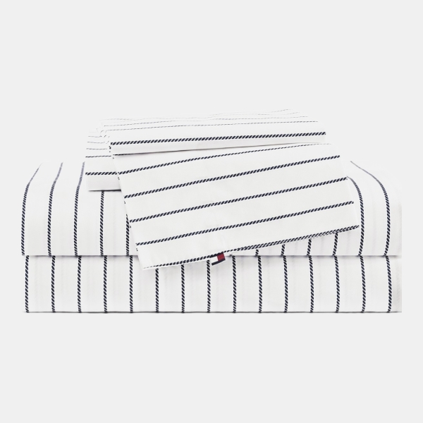 Tommy Hilfiger Printed 200-Thread Count Cotton Percale 3-Pc. Sheet Set, Twin - Rope Stripe