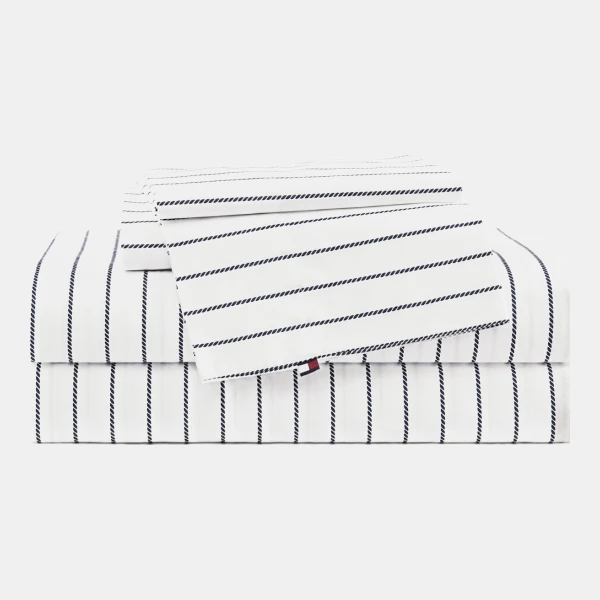 Tommy Hilfiger Printed 200-Thread Count Cotton Percale 3-Pc. Sheet Set, Twin - Rope Stripe