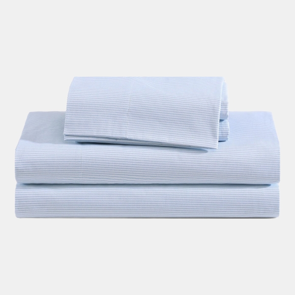 Tommy Hilfiger Printed 200-Thread Count Cotton Percale 3-Pc. Sheet Set, Twin - Ithaca Stripe Light Blue