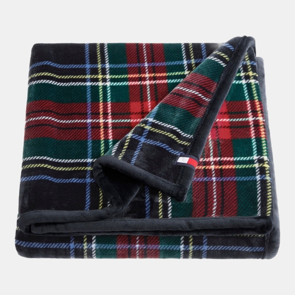 Tommy Hilfiger Printed Plush Plaid Throw, 70" x 50" - Green