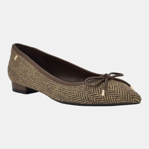 Tommy Hilfiger Women's Kimio Pointed Toe Ballet Flats - Brown/Natural Tweed