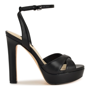 Women's Wilda Criss-Cross High Stiletto Platform Sandals - Black - Image 3