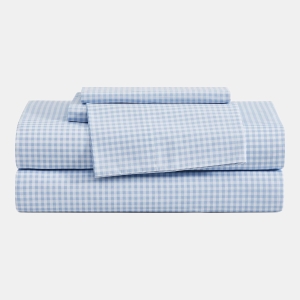 Tommy Hilfiger Printed 200-Thread Count Cotton Percale 3-Pc. Sheet Set, Twin - Gardena Check Blue