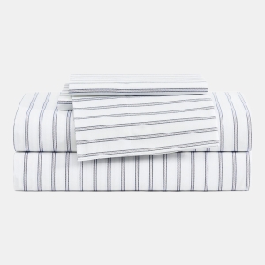Tommy Hilfiger Printed 200-Thread Count Cotton Percale 3-Pc. Sheet Set, Twin - Joshua Tree Stripe Blue