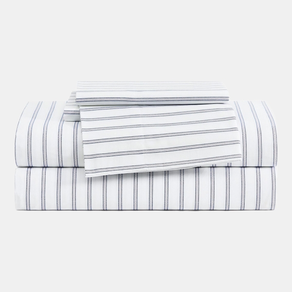 Tommy Hilfiger Printed 200-Thread Count Cotton Percale 3-Pc. Sheet Set, Twin - Joshua Tree Stripe Blue