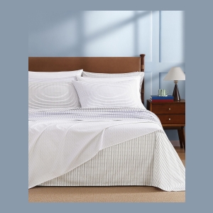 Tommy Hilfiger Printed 200-Thread Count Cotton Percale 3-Pc. Sheet Set, Twin - Monogram Stripe Gray - Image 4