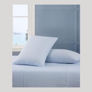 Tommy Hilfiger Printed 200-Thread Count Cotton Percale 3-Pc. Sheet Set, Twin - Gardena Check Blue - Image 5