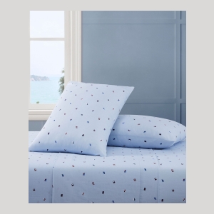 Tommy Hilfiger Printed 200-Thread Count Cotton Percale 3-Pc. Sheet Set, Twin - Nautical Flag Blue - Image 5