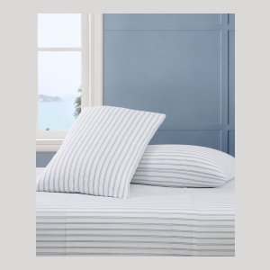 Tommy Hilfiger Printed 200-Thread Count Cotton Percale 3-Pc. Sheet Set, Twin - Joshua Tree Stripe Blue - Image 5