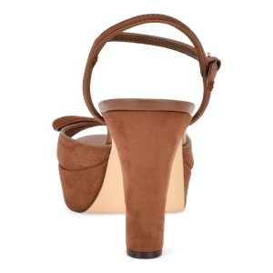 Women's Nessle High Tapered Heel Platform Sandals - Brown - Image 4
