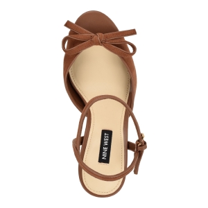 Women's Nessle High Tapered Heel Platform Sandals - Brown - Image 5