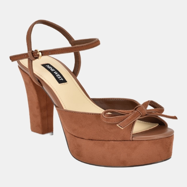 Women's Nessle High Tapered Heel Platform Sandals - Brown