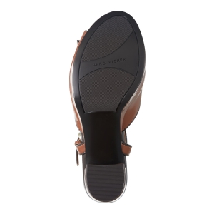 Women's Dera Peep Toe Platform High Block Heel Sandals - Rich Chestnut Patent - Image 6