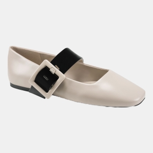 DKNY Women's Deyvonn Mary Jane Buckle Flats - Taupe/Black