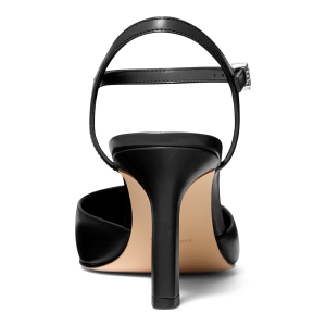 Women's Amara Pointed Toe Mid Pumps - Black Leather - Image 4