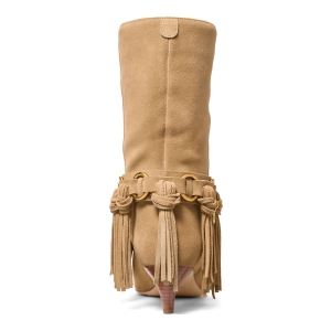 MICHAEL Women's Daniela Fringe Slip-On Boots - Image 4
