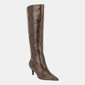 Tommy Hilfiger Women's Derisa Tall Kitten Heel Dress Boots - Medium Brown Snake