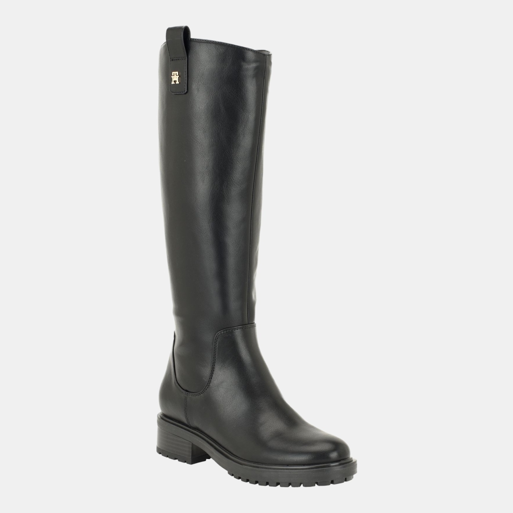 Tommy Hilfiger Women's Ashere Tall Wide Calf Lug Sole Riding Boots - Black