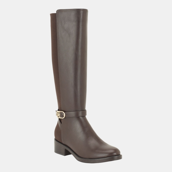 Tommy Hilfiger Women's Illuna Ornamented Side Zip Riding Boots - Dark Brown