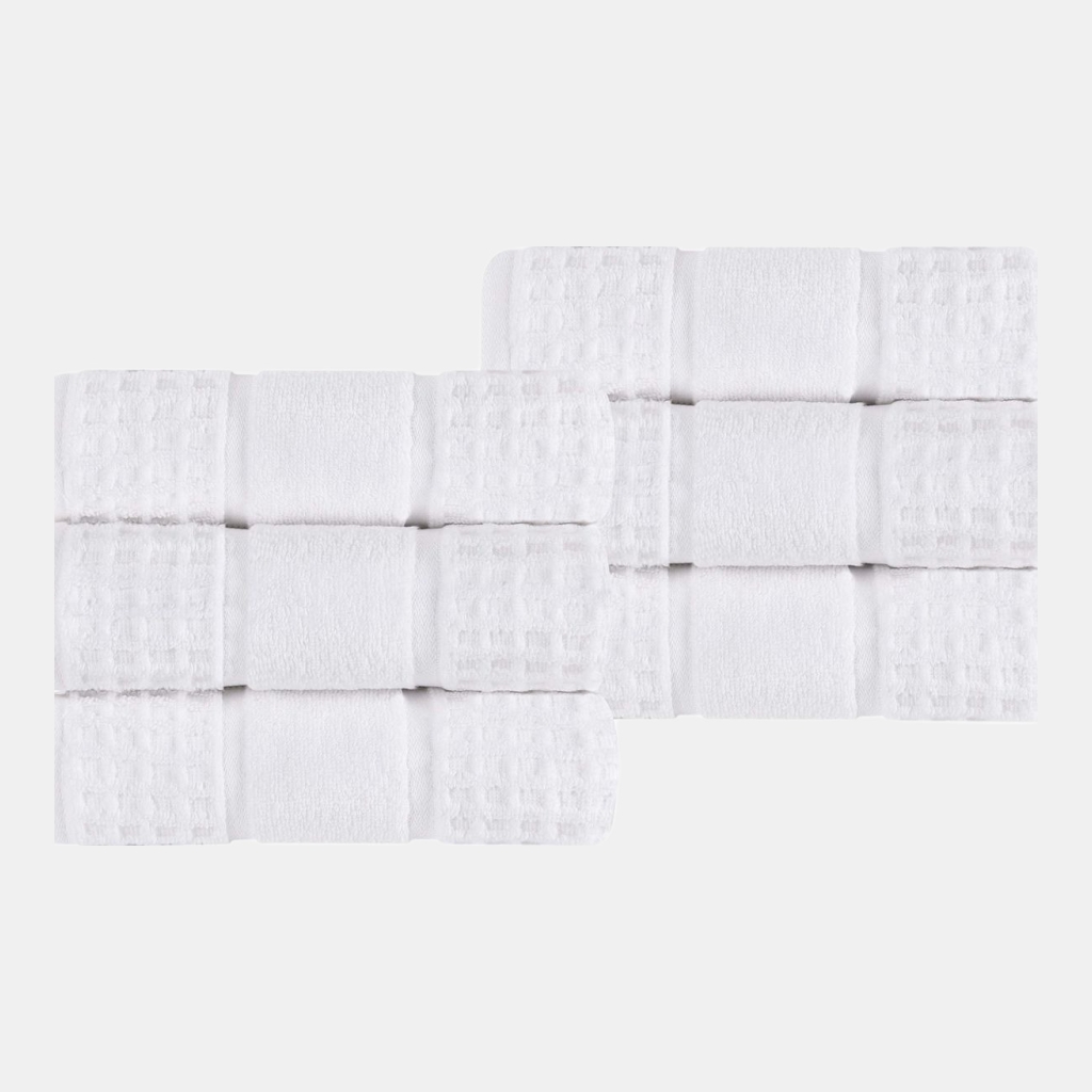 Napa Zero Twist Waffle Honeycomb Plush Soft Absorbent 6-Piece Towel Set - White