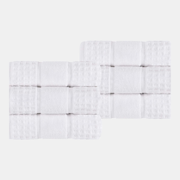 Napa Zero Twist Waffle Honeycomb Plush Soft Absorbent 6-Piece Towel Set - White