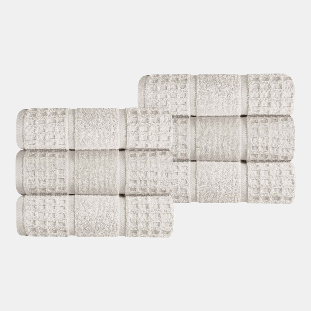 Napa Zero Twist Waffle Honeycomb Plush Soft Absorbent 6-Piece Towel Set - Stone