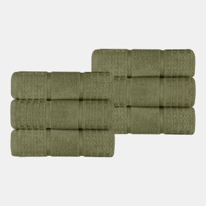 Napa Zero Twist Waffle Honeycomb Plush Soft Absorbent 6-Piece Towel Set - Green