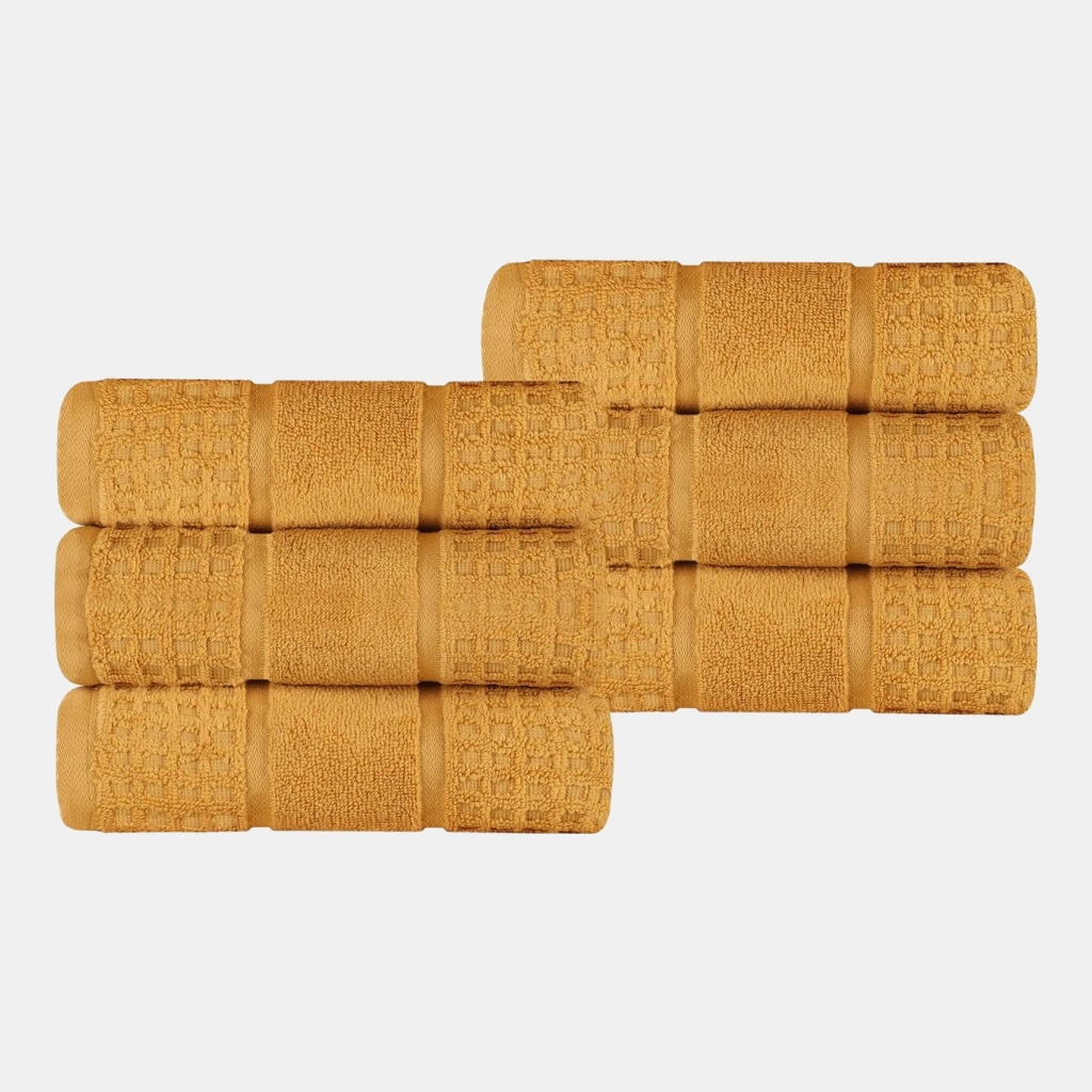 Napa Zero Twist Waffle Honeycomb Plush Soft Absorbent 6-Piece Towel Set - Gold