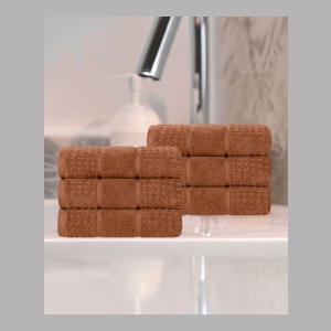 Napa Zero Twist Waffle Honeycomb Plush Soft Absorbent 6-Piece Towel Set - Rust - Image 5