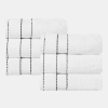 Niles Egypt Produced Giza Dobby Ultra-Plush Thick Soft Absorbent 6-Piece Hand Towel Set - White-Black