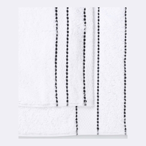 Niles Egypt Produced Giza Dobby Ultra-Plush Thick Soft Absorbent 6-Piece Hand Towel Set - White-Black - Image 3
