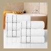 Niles Egypt Produced Giza Dobby Ultra-Plush Thick Soft Absorbent 6-Piece Hand Towel Set - White-Black - Image 5